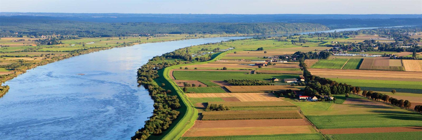 Ohio River bend through farmland from above